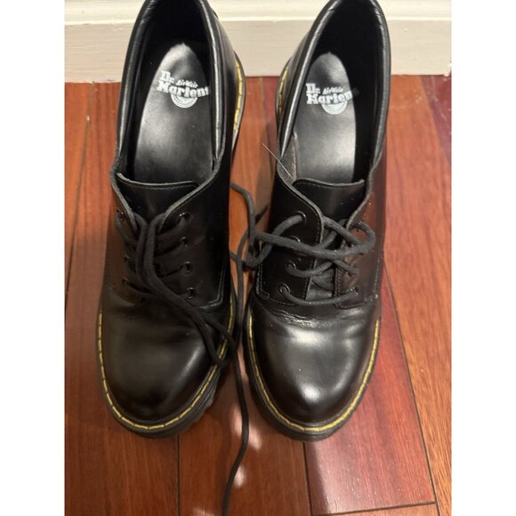 Dr. Doc Martens Salome Womens Size 7L Black Smooth Leather Platform Heels Shoes - Picture 7 of 13